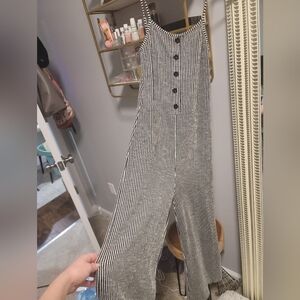 Black and White Striped Jumpsuit